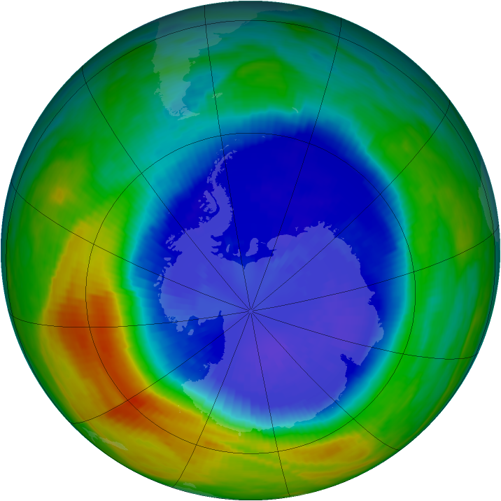 Antarctic ozone map for 16 September 1990